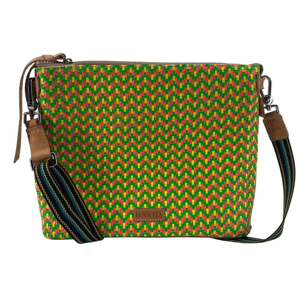Consuela Sunny Downtown Crossbody Purse Bag Neon Woven Chevron Geometric Boho